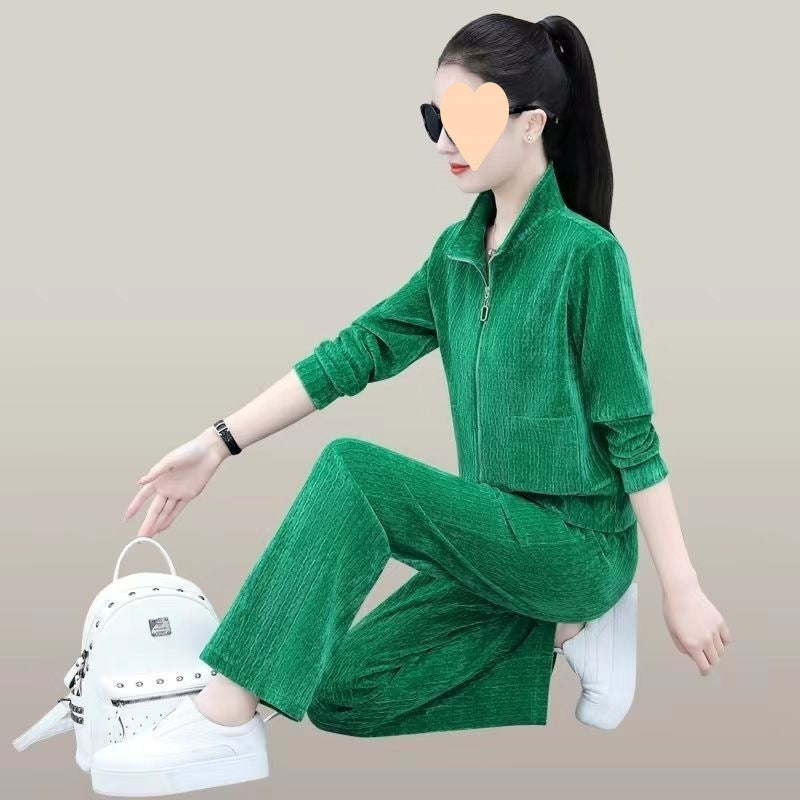 Sports Stand Collar Casual Outfit Versatile Set