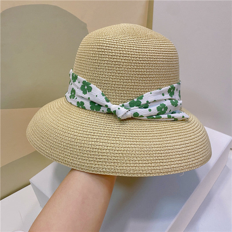 Pastoral Style Sunshade Hat With Small Flower Straps