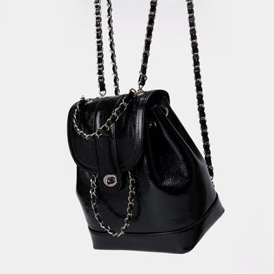 Mini Chain Schoolgirl Oil Wax Leather Backpack