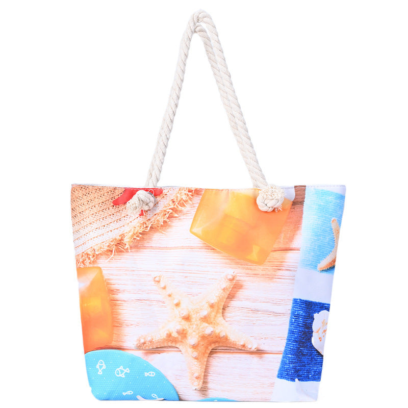 Printed Women's Beach Bag Large Capacity Handbag