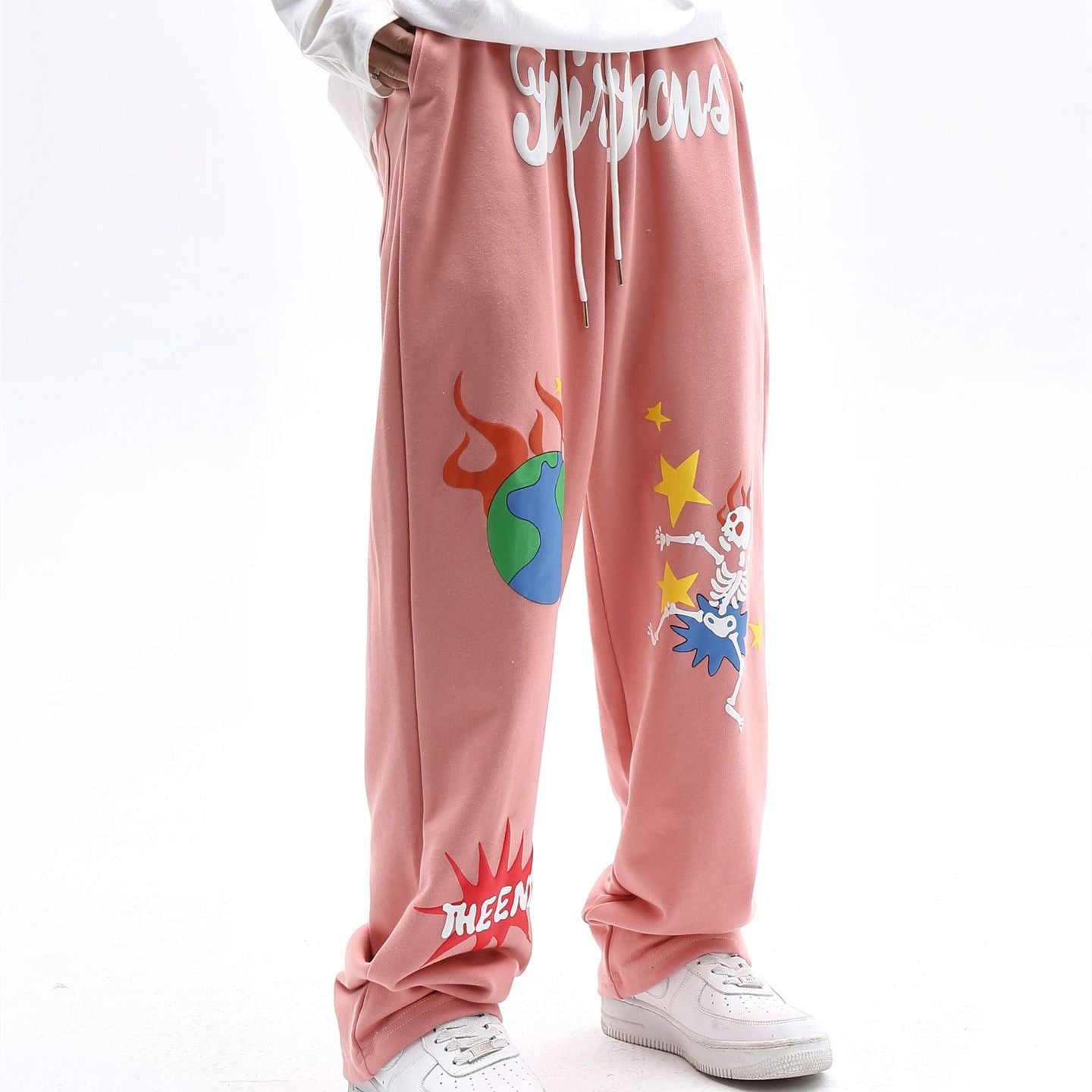 Foam Printed Straight Casual Trousers