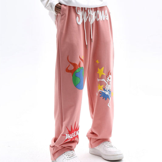 Foam Printed Straight Casual Trousers