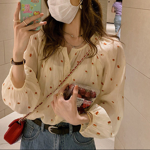 New French Chic Temperament Top Long Sleeved Shirt For Women