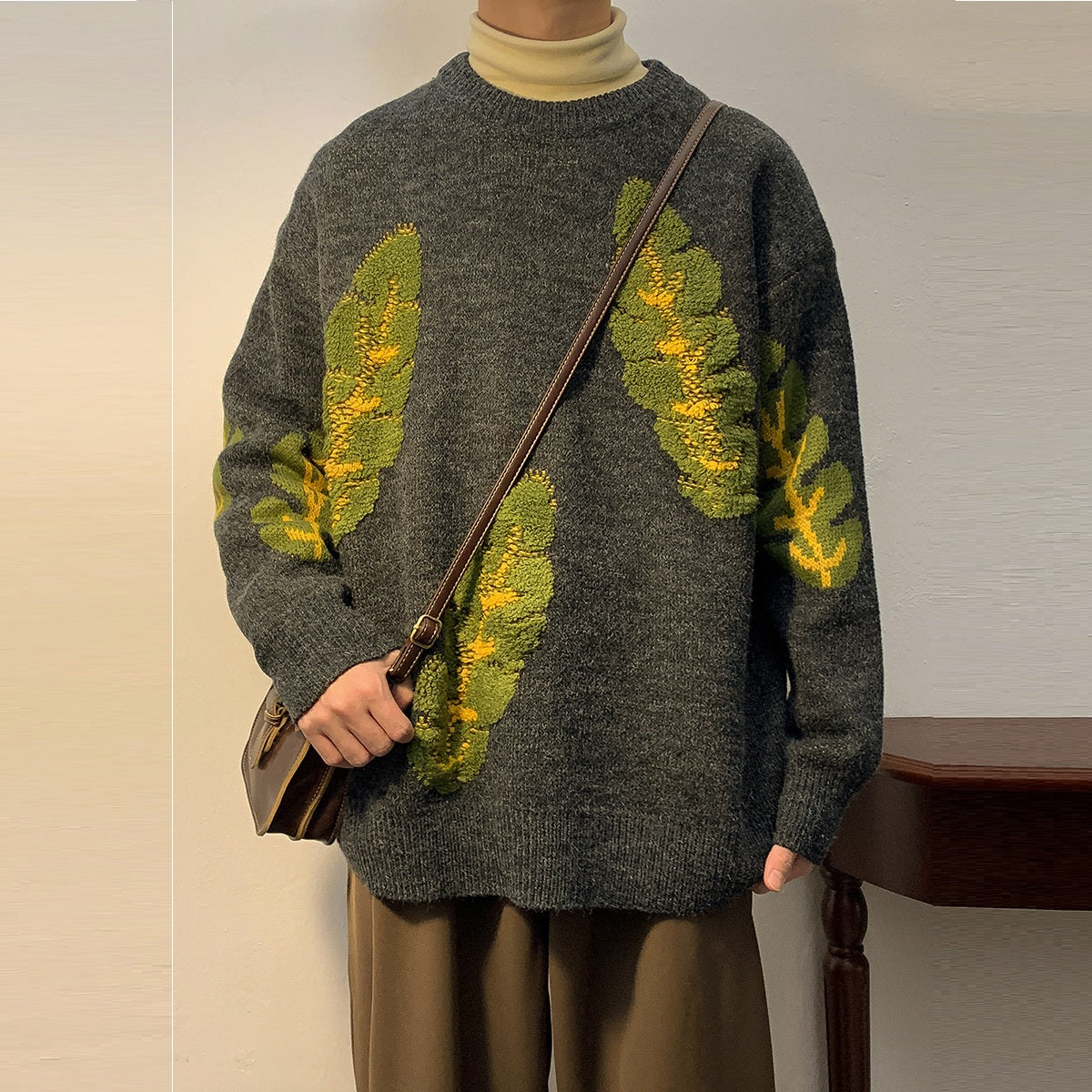 Couple's Heavy Bottomed Shirt Abstract Jacquard Sweater