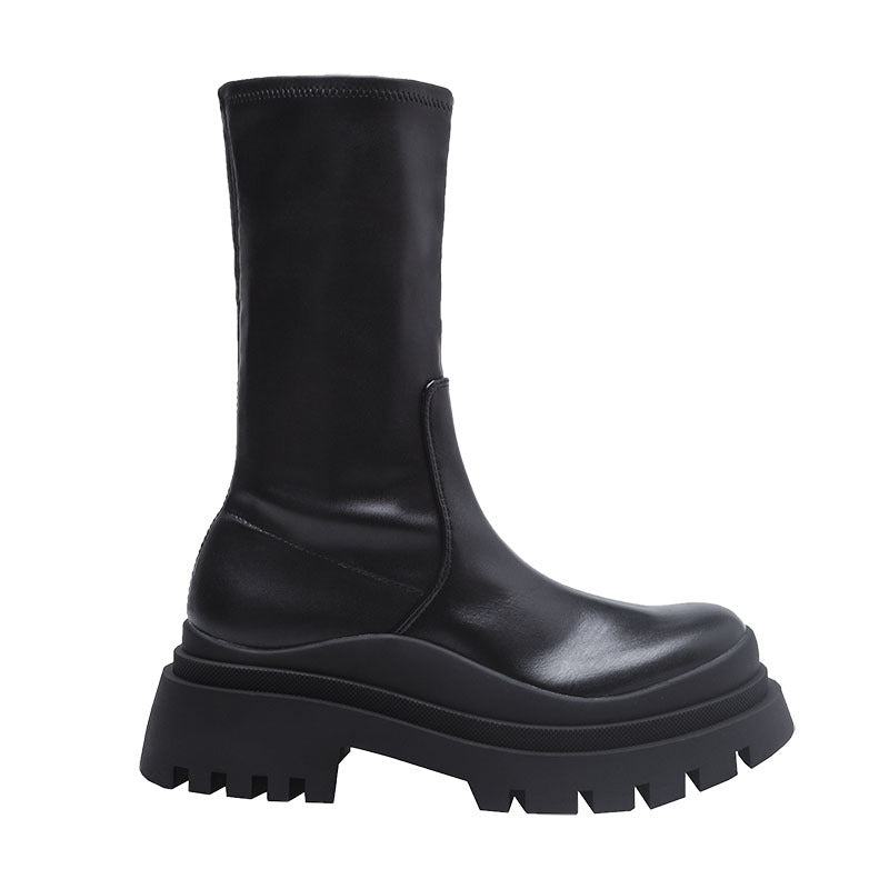 Women's English Small Platform Martin Boots