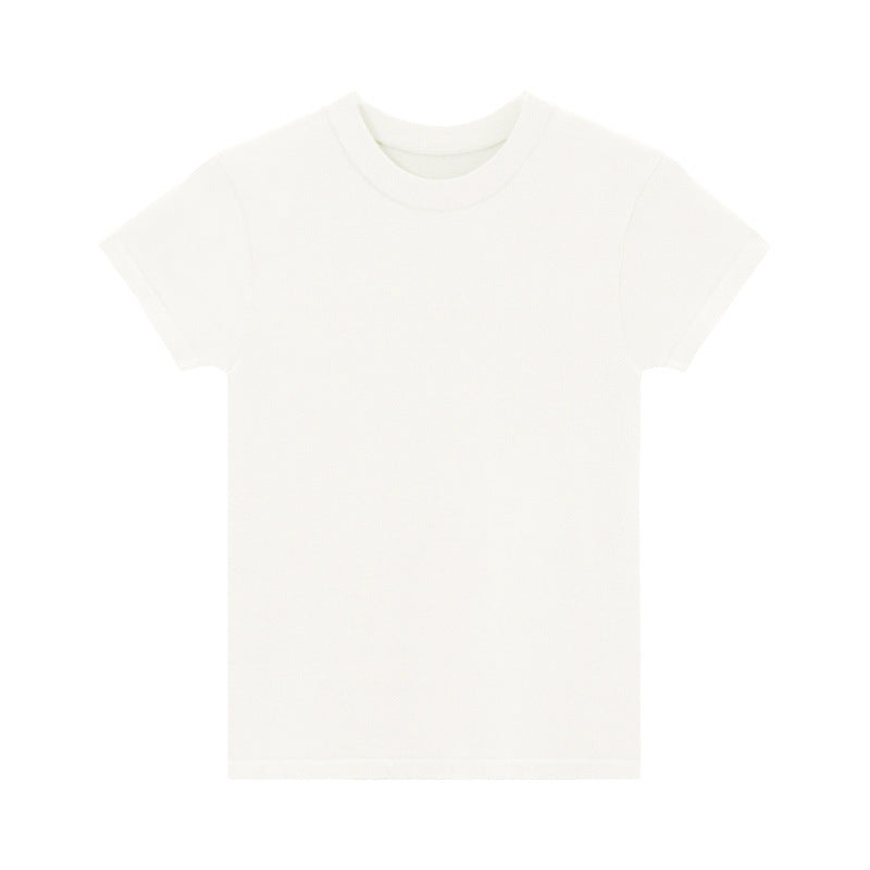Women's Shoulder Round Neck Short Sleeve Inner Bottoming Top
