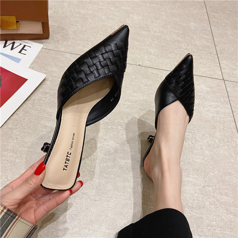 Fashion All-match Outer Wear Diamond Stiletto Muller Shoes