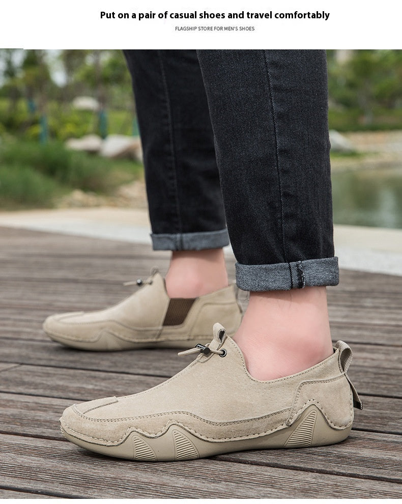 Herresko i læder, afslappede, åndbare, slip-on