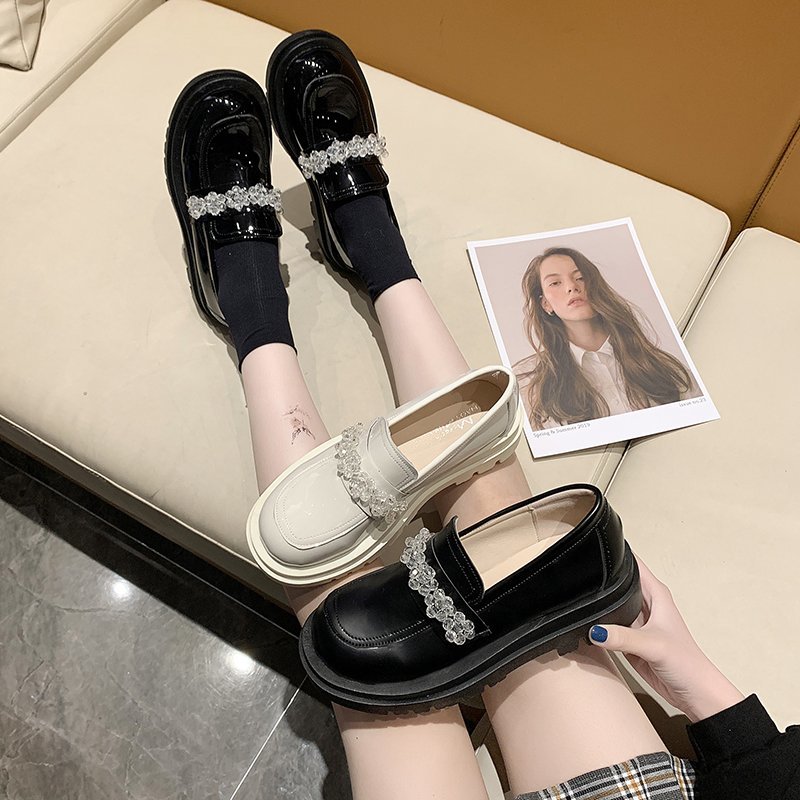 British Style Retro Big Head Doll Shoes High-heel Loafers