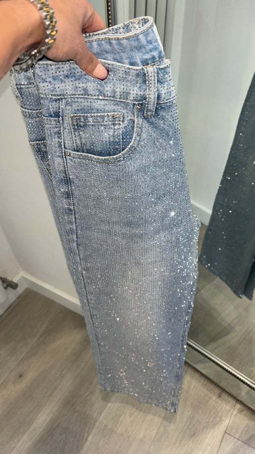 Rhinestone XINGX Pendant Design High Waist Trousers