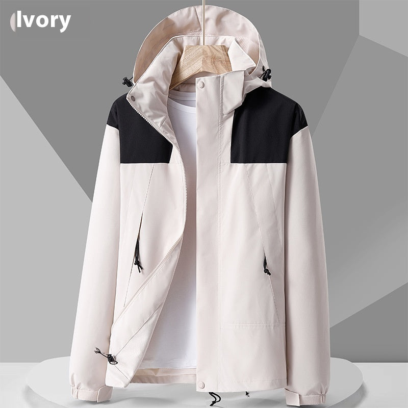 Hættetrøje Windbreaker Unisex Modstandsdygtig Jakke Med Lynlås Og Farveblokke Med Lommer Vandafvisende Overtøj Til Kvinder Mænd Tøj
