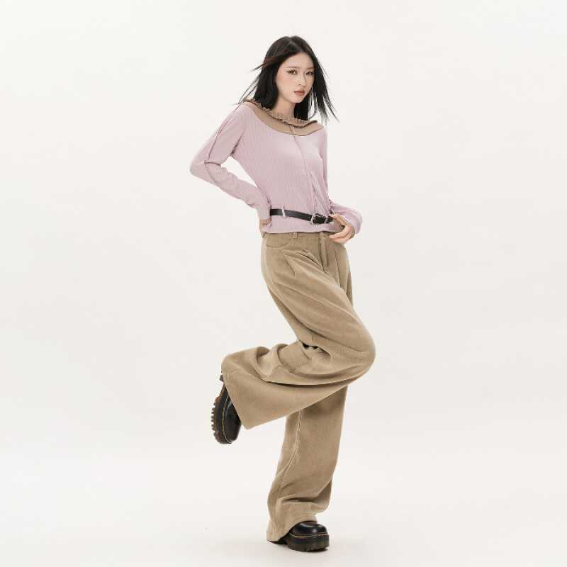 Autumn And Winter College Style Straight-leg Pants Corduroy Wide-leg Pants
