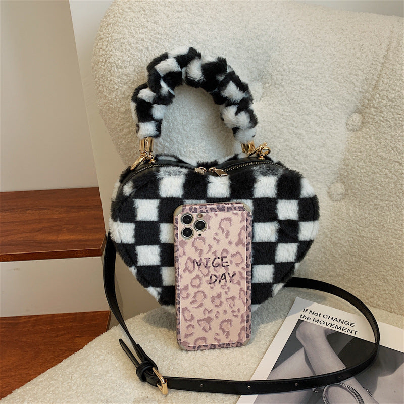 Crossbody Plys Enkel Skuldertaske Hjerteformet Armhulstaske