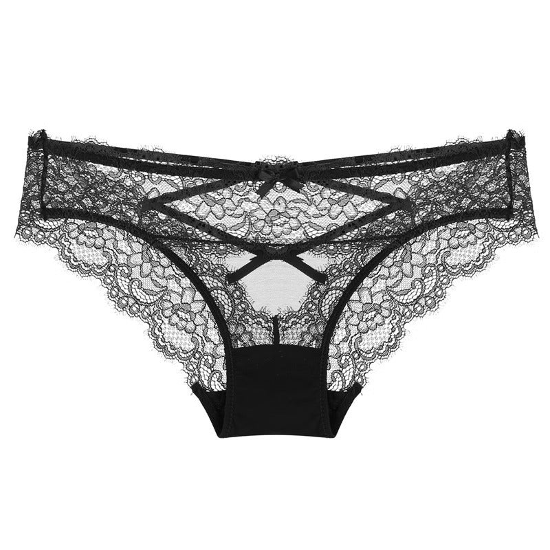 Cross Hollow Girl Transparent Low Waist Women's Briefs Breathable