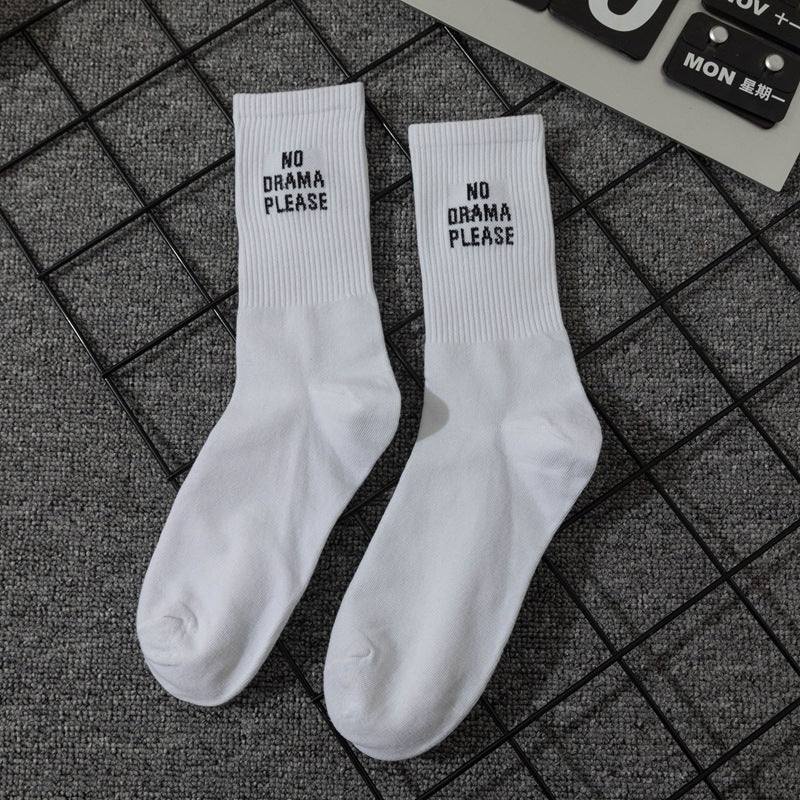 Letter White Men's Long Socks