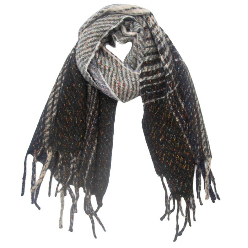 European And American Clip Flower Gradient Color Tassel Scarf