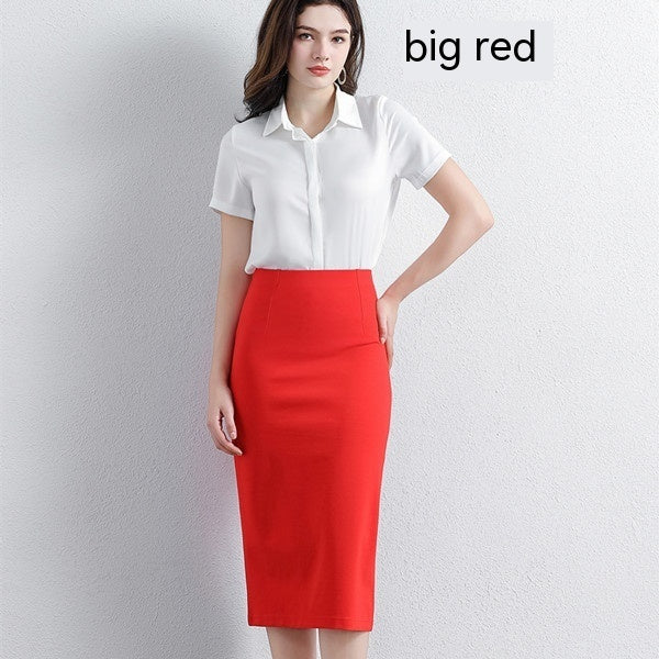 Black A- Line Skirt High Waist Slimming Knitted