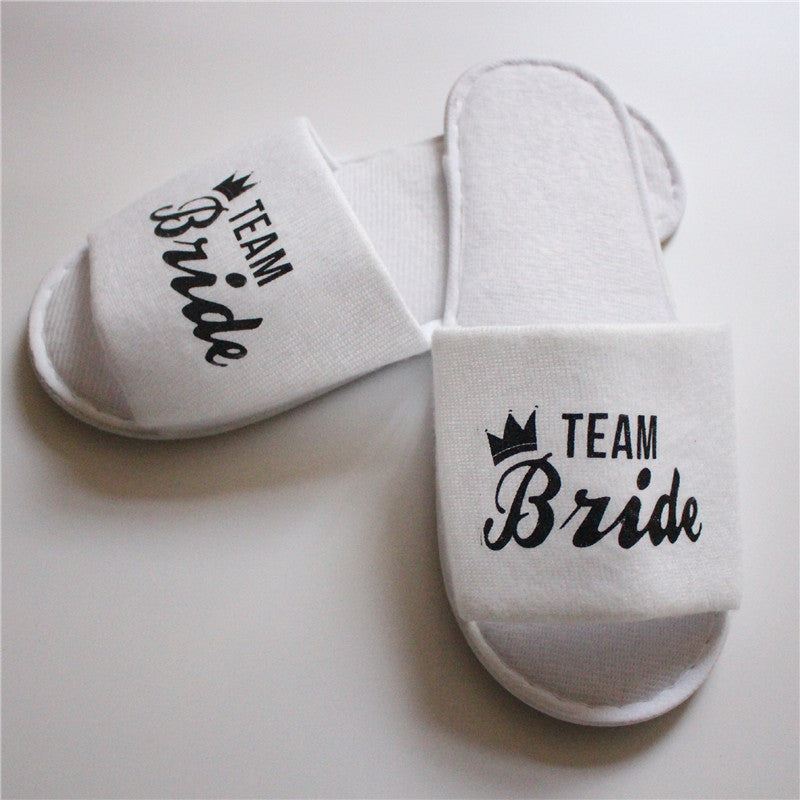 Custom Wedding Pajamas Party Plush Slippers