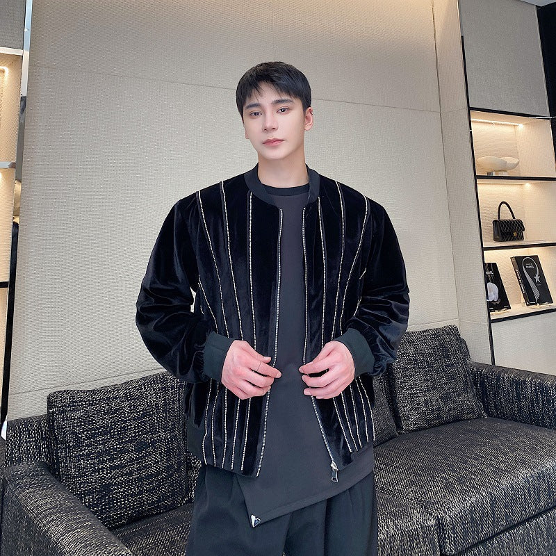 Men's Three Dimensional Sequin Decorative Sweater Coat
