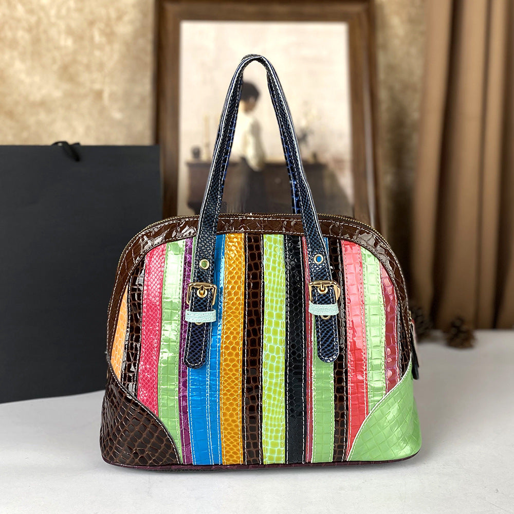 Stylish Patchwork Color-Block Womens Tote And Crossbody Bag
