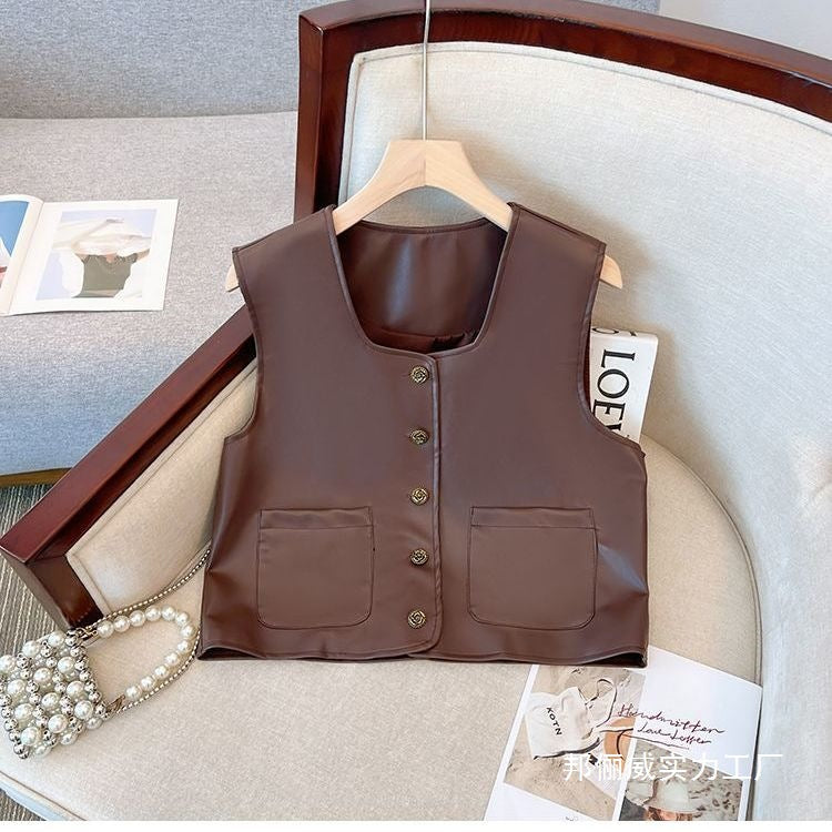 French Retro Shirt Dress Women's Vest Two-piece Set