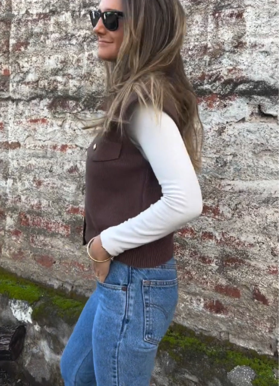 Women's Mink-like Wool Knitted Round Neck Loose Sweater Vest