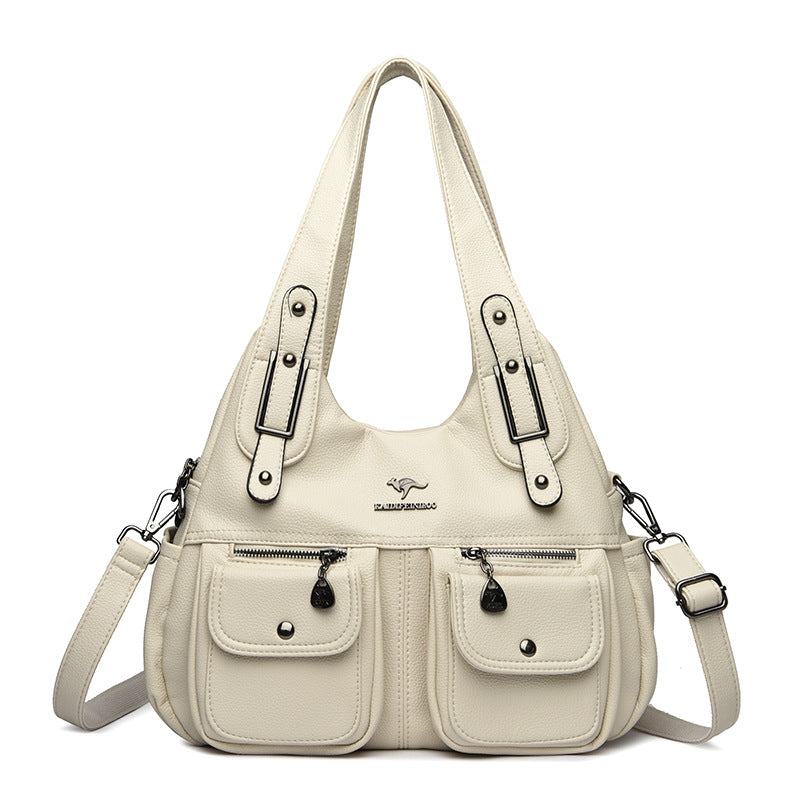 Middle-aged Mom Solid Color Crossbody Handbag