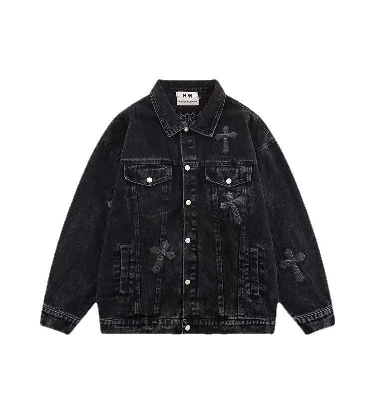 Embroidery Trend Loose Bf Street Versatile Denim Jacket