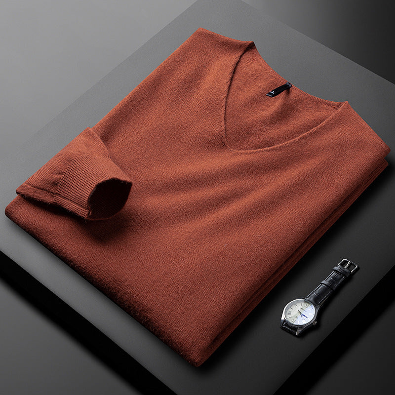 Fine Wool Thick Warm V-neck Sweater