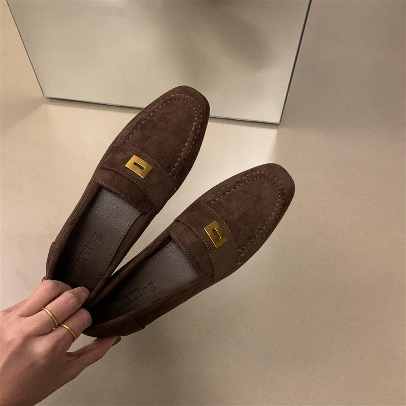 Damesko Britiske Loafers Firkantet Tå Gommino