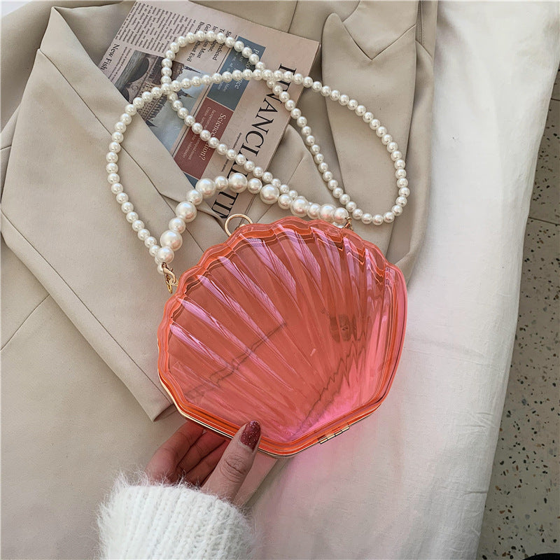 Transparent Shell Bag Box Bag Pearl Female Messenger Shoulder Retro Texture
