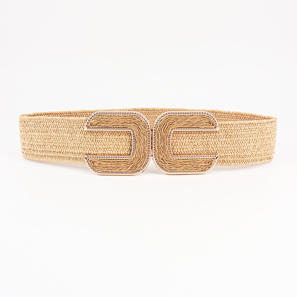 Elastic Waistband Women's Design Sense Niche Straw Elastic