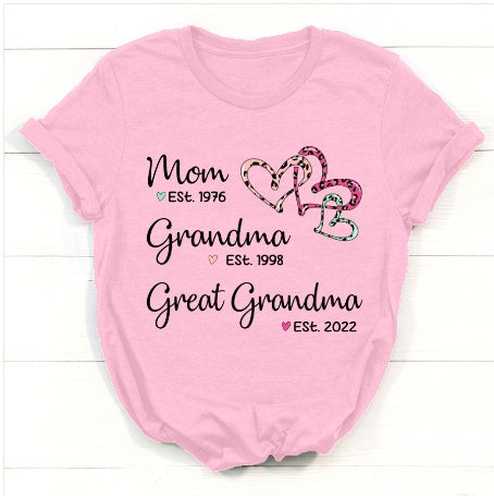 Women's Summer Grandma Alphabet Print Short Sleeves