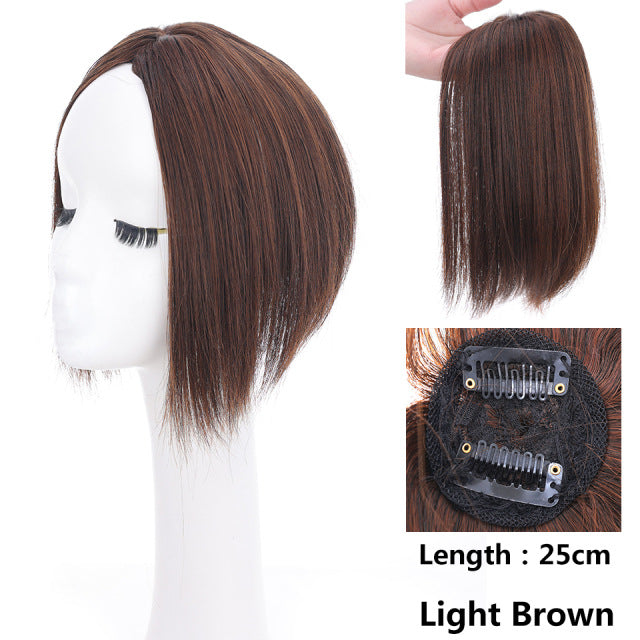 Women's Head Hair Replacement Center-parted Wig Air Side Bangs Two-card Straight Hair