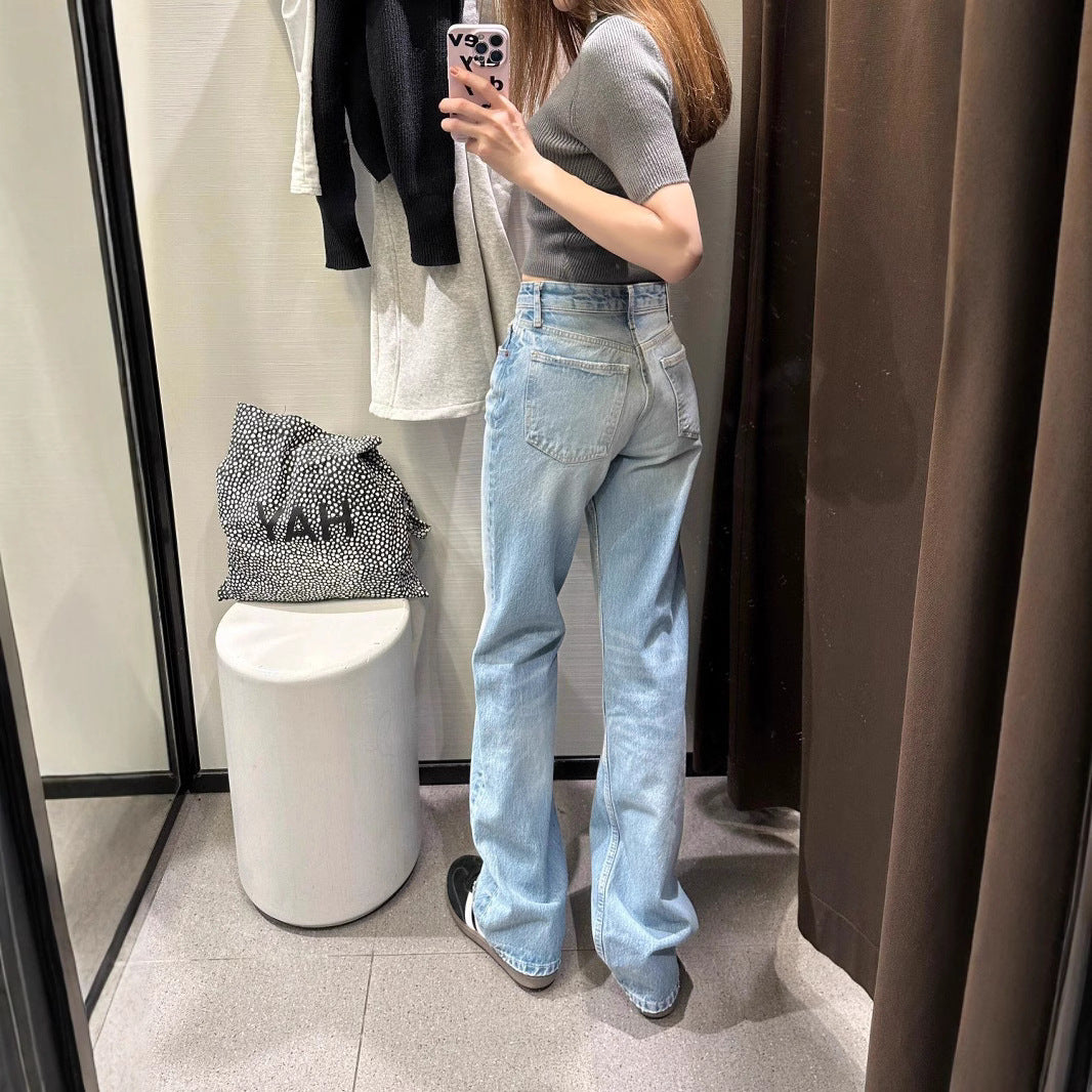 Plus Size American Washed Straight Jeans For Women Spring New