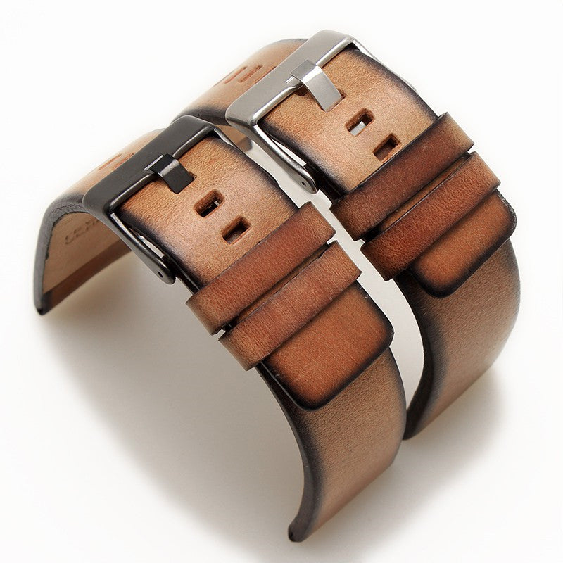 Leather Watch With Vintage Brown Cowhide