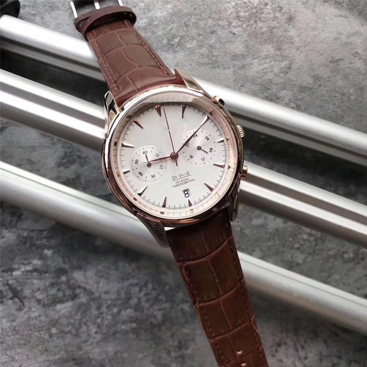 Men's waterproof leather quartz watch