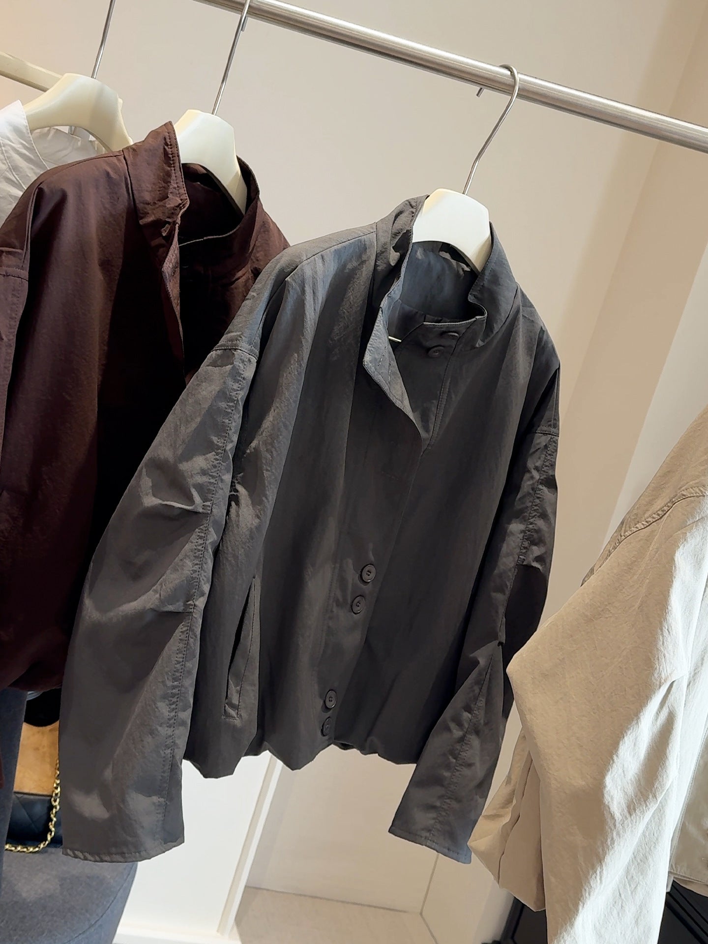Korean-style Loose Workwear Jacket With Stand-up Collar For Men