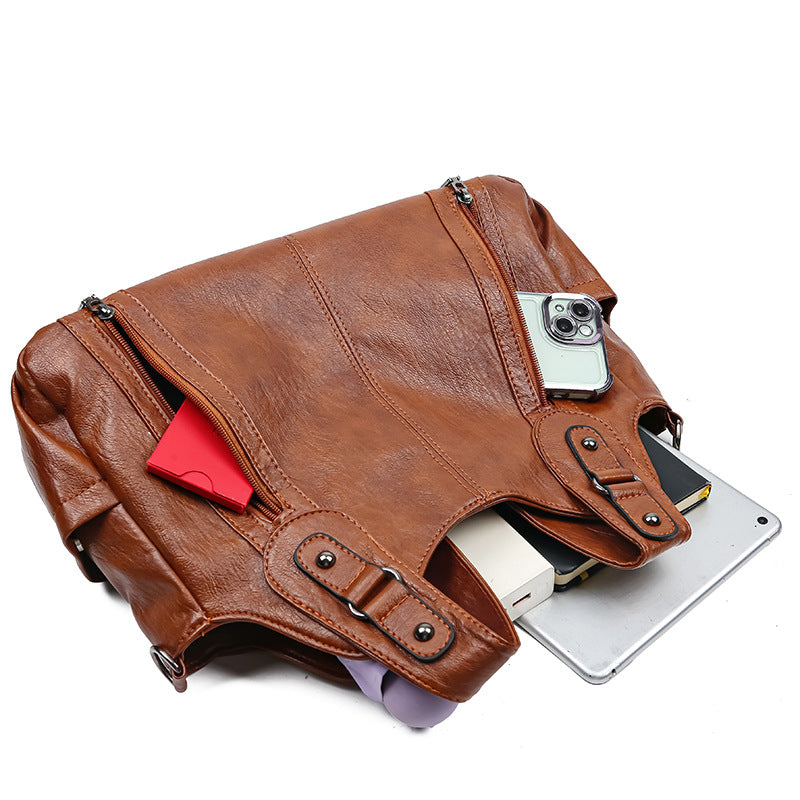 Europæisk Og Amerikansk Vintage Afslappet All-matched PU Håndtaske