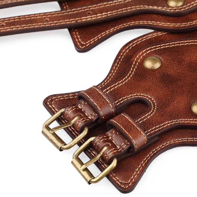 Women's Double Pin Buckle Head Elastic Wide Belt