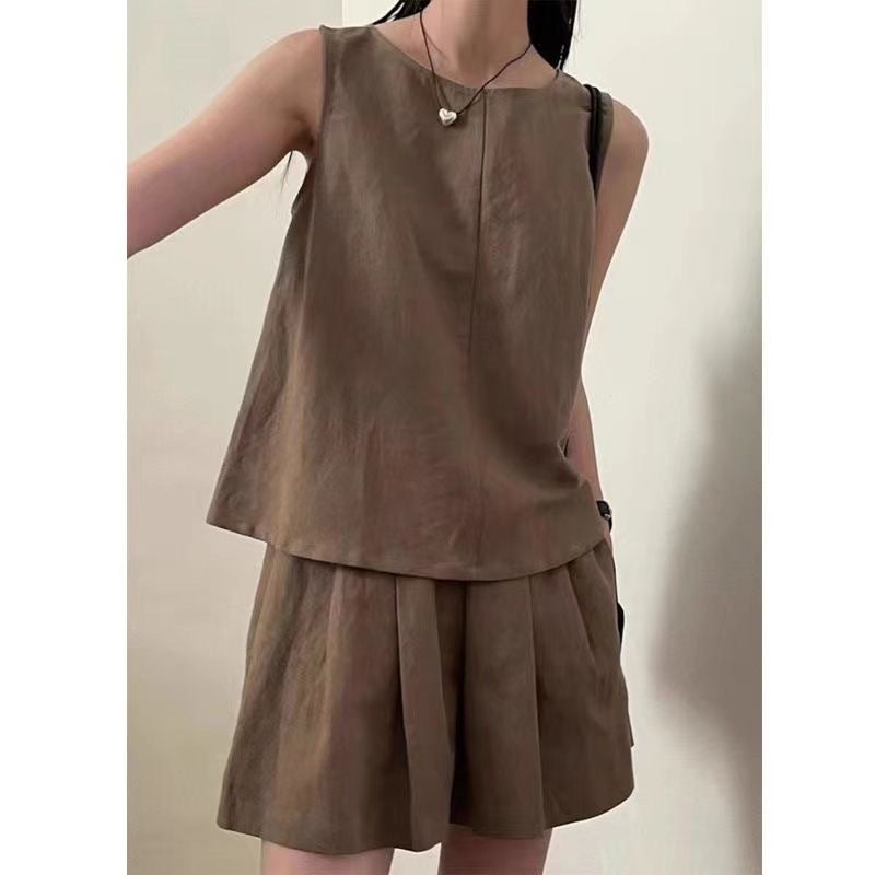 Sleeveless Tank Top And Wide-leg Shorts Two-piece Set That Flatters The Figure