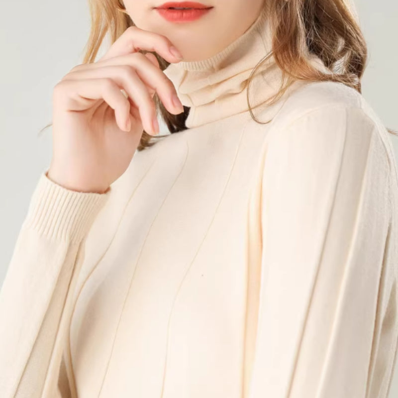 Hollow Pile Neck Turtleneck Loose Sweater