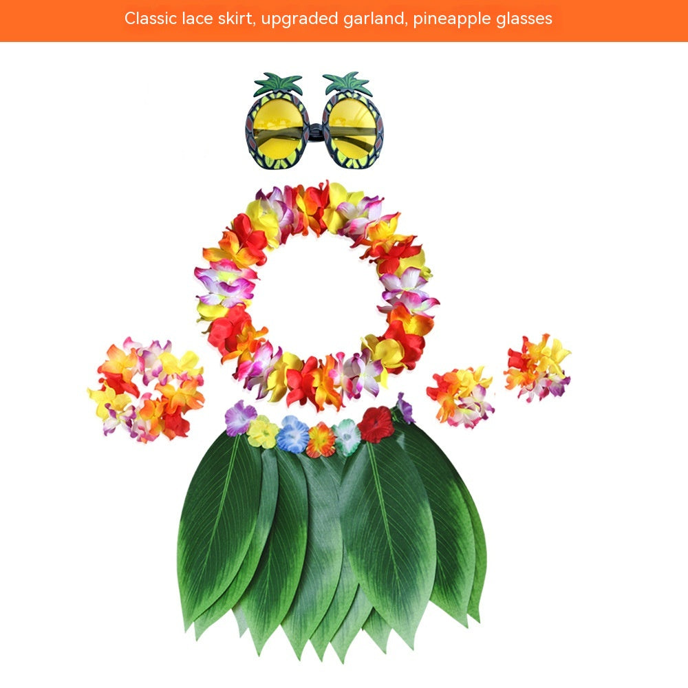Party Hawaii Simulated Leaves Skirt Suit Dress Up Clothes