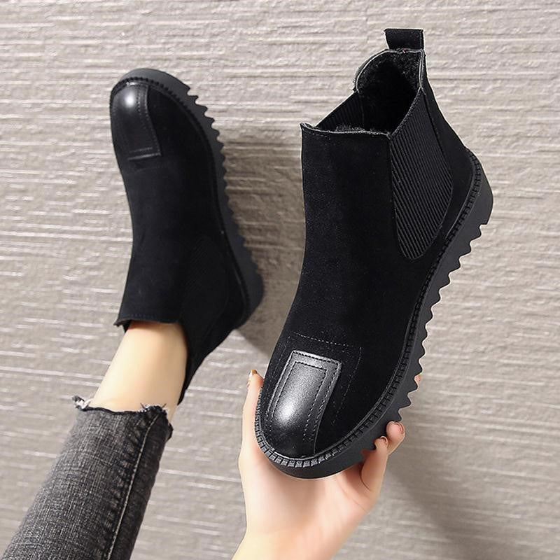 Frosted flat leather toe and velvet vintage Martin boots