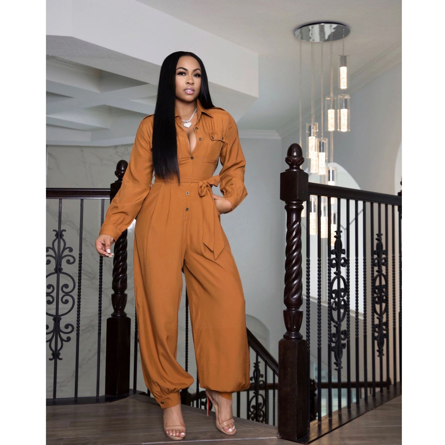 Solid Color Loose Jumpsuit Women