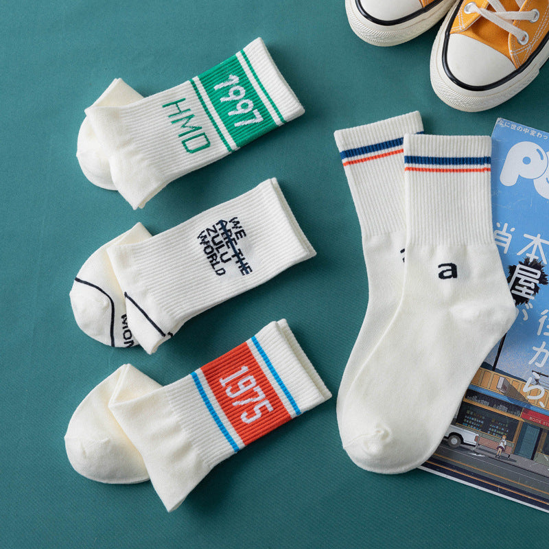 Men's And Women's Trendy Net Red Ins Cotton Tube Socks Hip-Hop Alphabet Socks