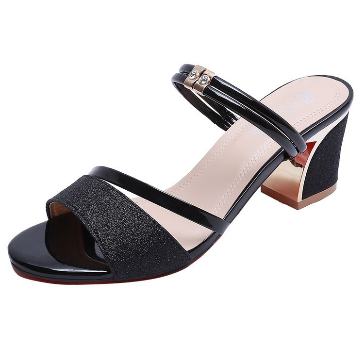 Two wearing sandals and slippers high heel