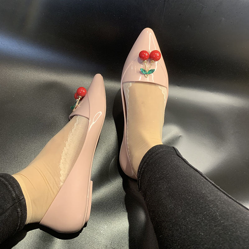 Fashion Pointed Cherry Jelly Women's Shoes Flat