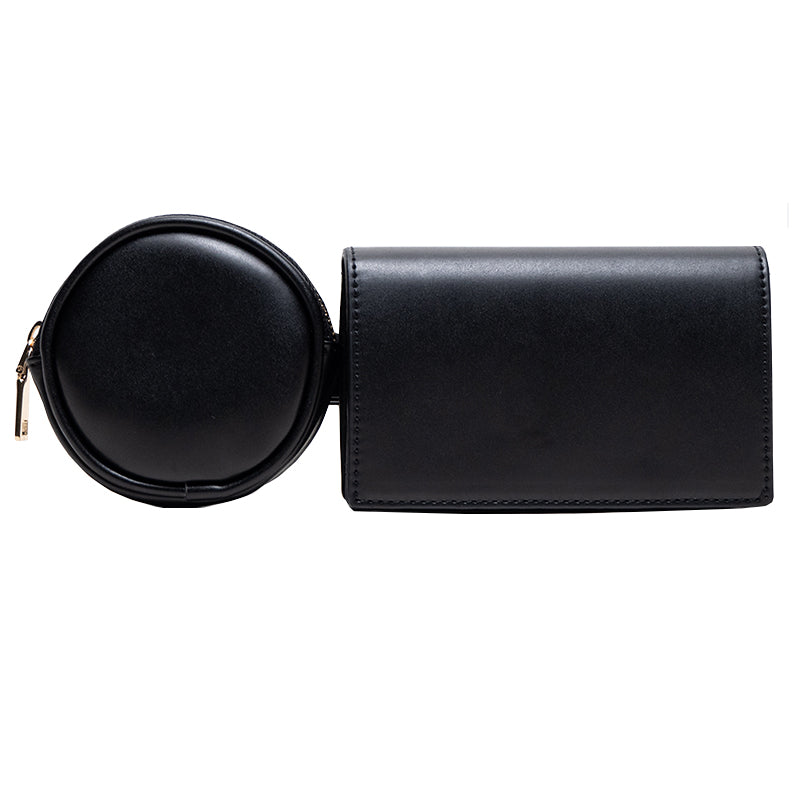 Patchwork color square round waist bag