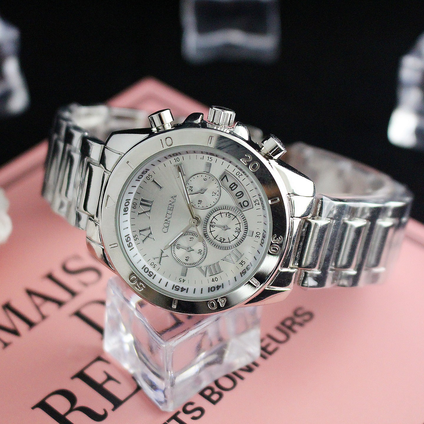 Vintage three-eye quartz watch